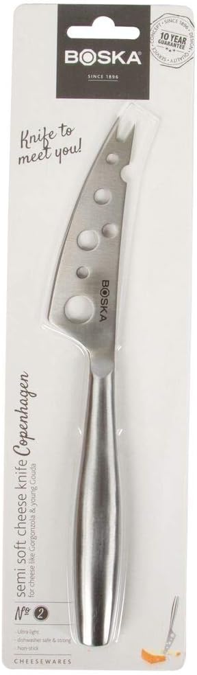 Stainless Steel Cheese Knife - Copenhagen Nr.2 for All Types of Cheese - Multi-Functional Cheese Slicer - Handheld Slicer - Silver Non-Stick - Dishwasher Safe - for Kitchen Cooking
