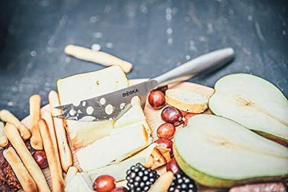 Stainless Steel Cheese Knife - Copenhagen Nr.2 for All Types of Cheese - Multi-Functional Cheese Slicer - Handheld Slicer - Silver Non-Stick - Dishwasher Safe - for Kitchen Cooking