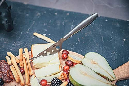 Stainless Steel Cheese Knife - Copenhagen Nr.2 for All Types of Cheese - Multi-Functional Cheese Slicer - Handheld Slicer - Silver Non-Stick - Dishwasher Safe - for Kitchen Cooking