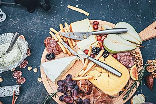 Stainless Steel Cheese Knife - Copenhagen Nr.2 for All Types of Cheese - Multi-Functional Cheese Slicer - Handheld Slicer - Silver Non-Stick - Dishwasher Safe - for Kitchen Cooking