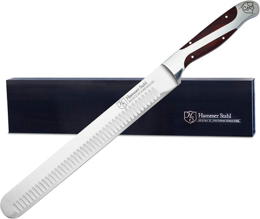 10 Inch Slicer | German Forged High Carbon Steel | Brisket Slicing Knife with Ergonomic Quad-Tang Pakkawood Handle & Gift Box