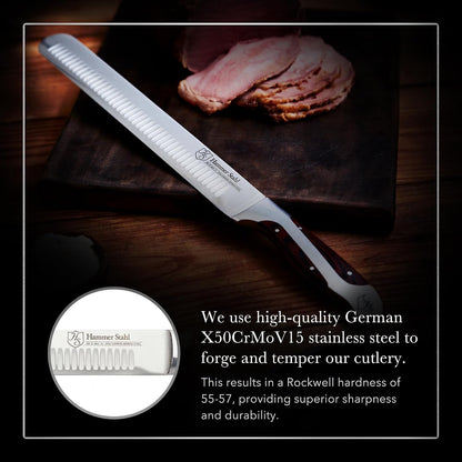 10 Inch Slicer | German Forged High Carbon Steel | Brisket Slicing Knife with Ergonomic Quad-Tang Pakkawood Handle & Gift Box