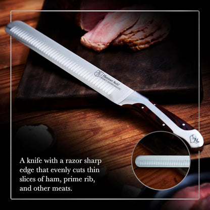 10 Inch Slicer | German Forged High Carbon Steel | Brisket Slicing Knife with Ergonomic Quad-Tang Pakkawood Handle & Gift Box