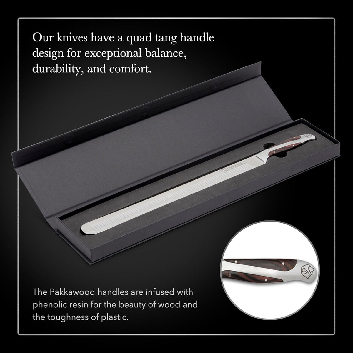 10 Inch Slicer | German Forged High Carbon Steel | Brisket Slicing Knife with Ergonomic Quad-Tang Pakkawood Handle & Gift Box
