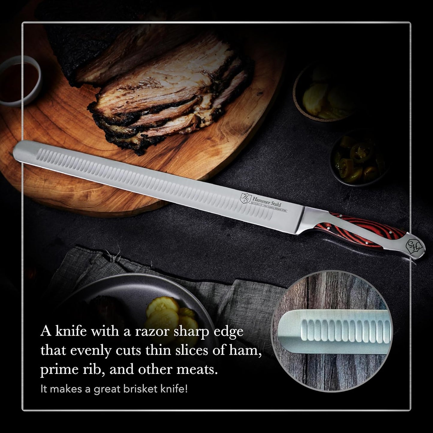 10 Inch Slicer | German Forged High Carbon Steel | Brisket Slicing Knife with Ergonomic Quad-Tang Pakkawood Handle & Gift Box