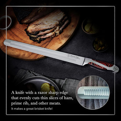 10 Inch Slicer | German Forged High Carbon Steel | Brisket Slicing Knife with Ergonomic Quad-Tang Pakkawood Handle & Gift Box