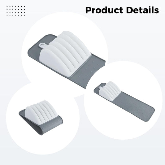 15 in Drawer Knife Organizer, 5-Slot Holder Tray, Gray and White Design, Non-Slip Cutlery Storage Solution, Compact