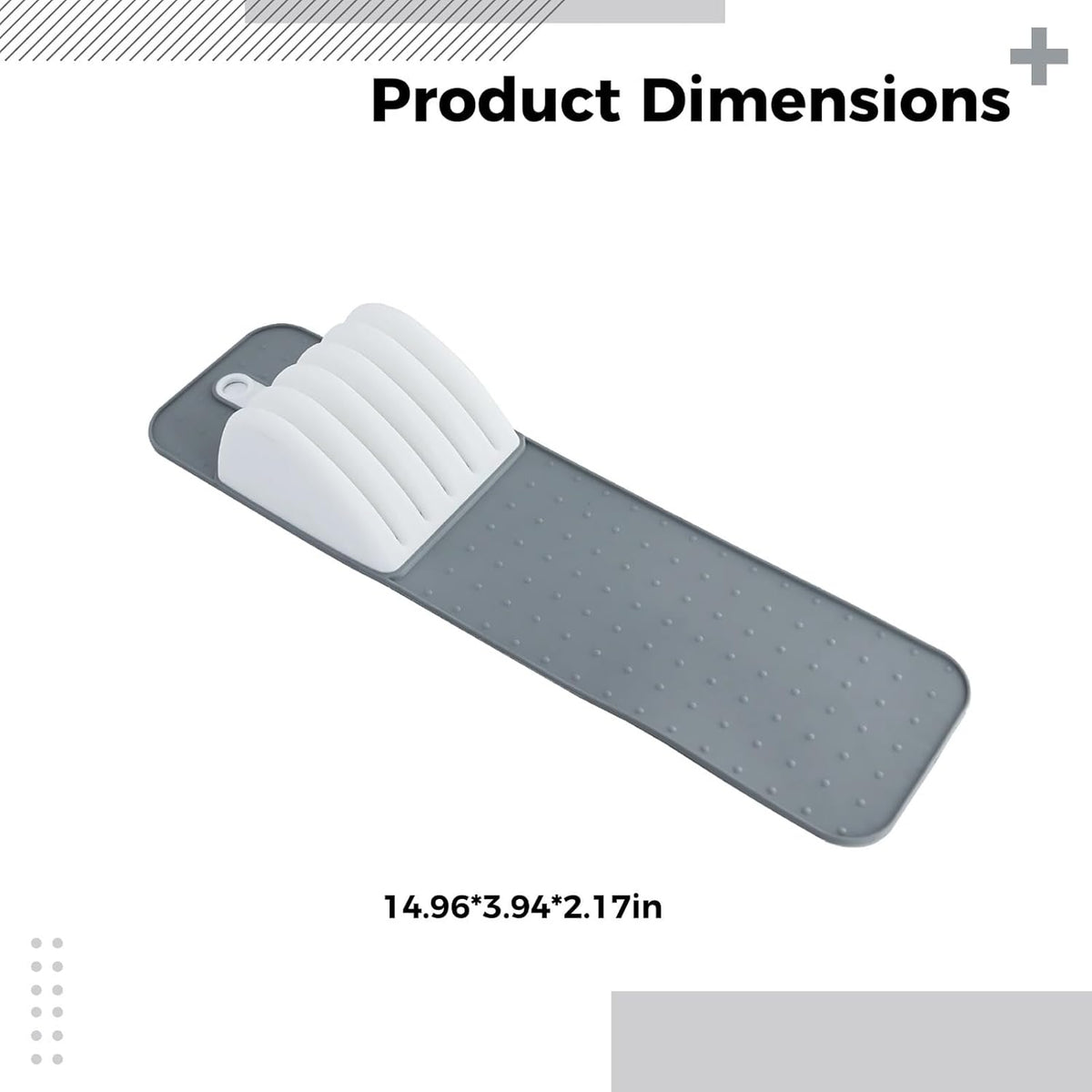 15 in Drawer Knife Organizer, 5-Slot Holder Tray, Gray and White Design, Non-Slip Cutlery Storage Solution, Compact
