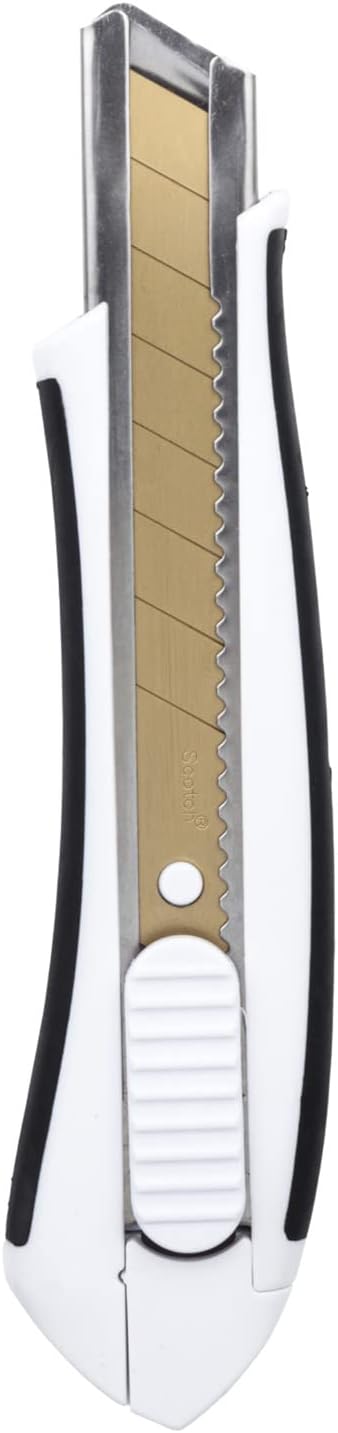 Scotch Titanium Snap-Off Utility Knife – Large 18mm Heavy-Duty Cutter with Locking Retractable Blade, Comfort Grip (Titanium 3X Sharper, Ideal for Boxes & Crafts)