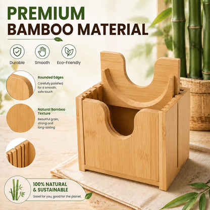 Bamboo Bagel Slicer for Homemade Bread, Wooden Bread Cutting Guide with Cleaning Brush, Safe Bagel Cutter for Bagels, Muffins, Rolls and Small Bread Loaves