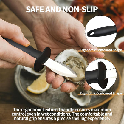 Oyster Knife Shucker Oyster Shucking Tool Perfect for Opening Clams, Mussels, Scallops, Shellfish Ideal for Home Kitchens, Raw Bars & Chefs（）
