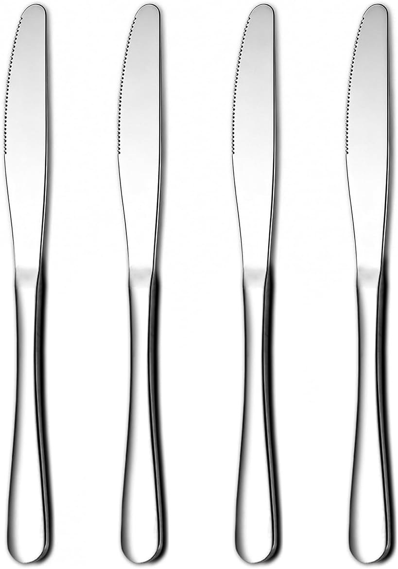 Dinner Knives Set Of 4, Stainless Steel Butter Knife Spreader 9.17", Table Dinner Knife for Daily Use, Restaurant, Hotel, Parties, Events, Sturdy And Dishwasher Safe