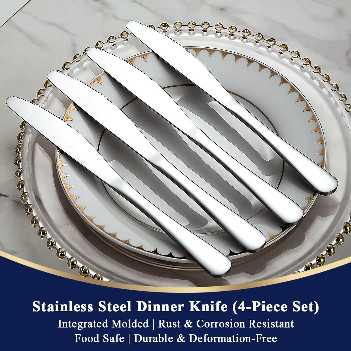 Dinner Knives Set Of 4, Stainless Steel Butter Knife Spreader 9.17", Table Dinner Knife for Daily Use, Restaurant, Hotel, Parties, Events, Sturdy And Dishwasher Safe