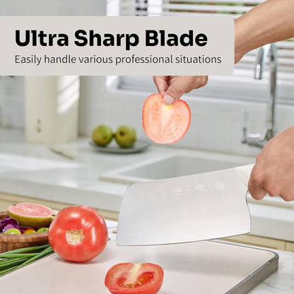 ZHANG XIAO QUAN Chinese Meat Cleaver 7.3”, Heavy Duty Chopper Knife Made by 40Cr13 High Carbon Stainless Steel for Meat Vegetable, Ultra Sharp Chef Knife for Home Kitchen Restaurant