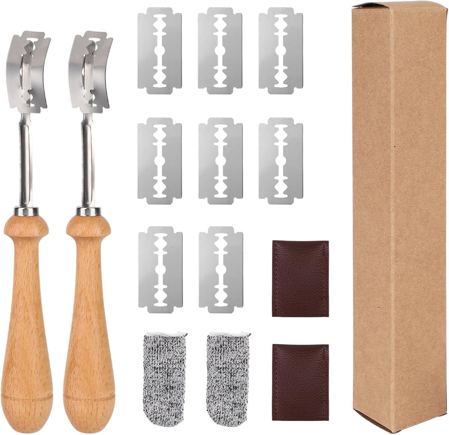 2pcs Bread Lame Sourdough Scoring Tool with 8 Razor Blades, Sourdough Dough Scoring Knife Stainless Steel Bakery Blade for Baguette Artisan Bread Baking Supplies