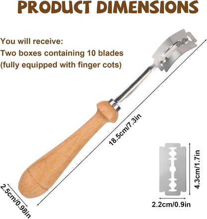 2pcs Bread Lame Sourdough Scoring Tool with 8 Razor Blades, Sourdough Dough Scoring Knife Stainless Steel Bakery Blade for Baguette Artisan Bread Baking Supplies