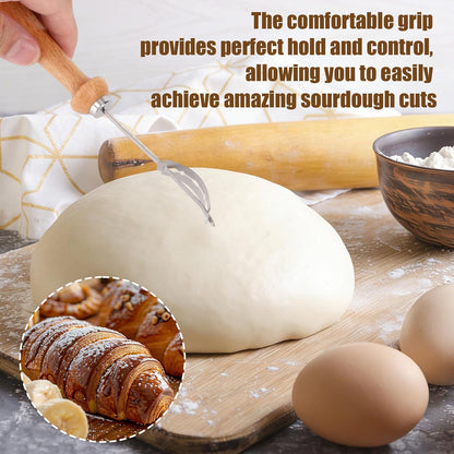 2pcs Bread Lame Sourdough Scoring Tool with 8 Razor Blades, Sourdough Dough Scoring Knife Stainless Steel Bakery Blade for Baguette Artisan Bread Baking Supplies