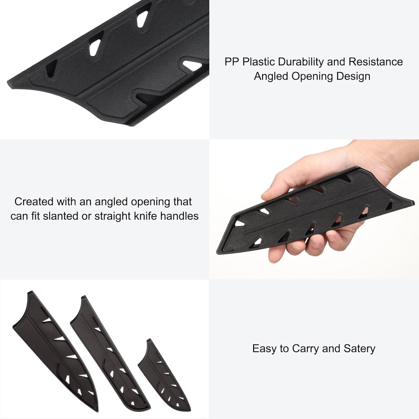 2 Pcs Knife Cover Sleeves, 8.5" x 2.2" PP Knives Edge Guard Blade Protector Universal Knife Sheath for Home Kitchen, Black