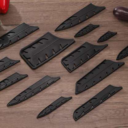 2 Pcs Knife Cover Sleeves, 8.5" x 2.2" PP Knives Edge Guard Blade Protector Universal Knife Sheath for Home Kitchen, Black