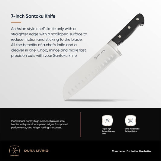 7-Inch Santoku Knife - Razor-Sharp High-Carbon Stainless Steel Blade, Forged Ergonomic Riveted Handle, Chef Knife for Chopping, Slicing & Dicing, Multipurpose Kitchen Knife, Home Chef