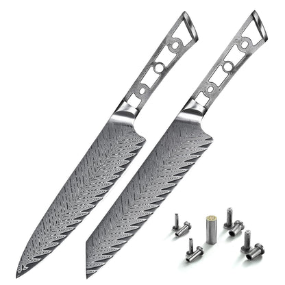 KATSURA Woodworking Project Kit – Kiritsuke Chef Knife Blank – 8 Inch with 50mm wide blade – Thunder-X Series – Japanese Premium 67 Layers Damascus AUS 10 Steel – NO LOGO