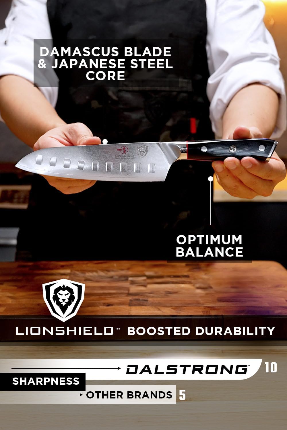 7" Santoku Knife — 67-Layer Damascus AUS-10V, 62+ HRC — For Vegetable Prep, Sushi Technique & Precision Everyday Cooking — Hammered Finish, Full-Tang G10, Shogun ELITE, customer support