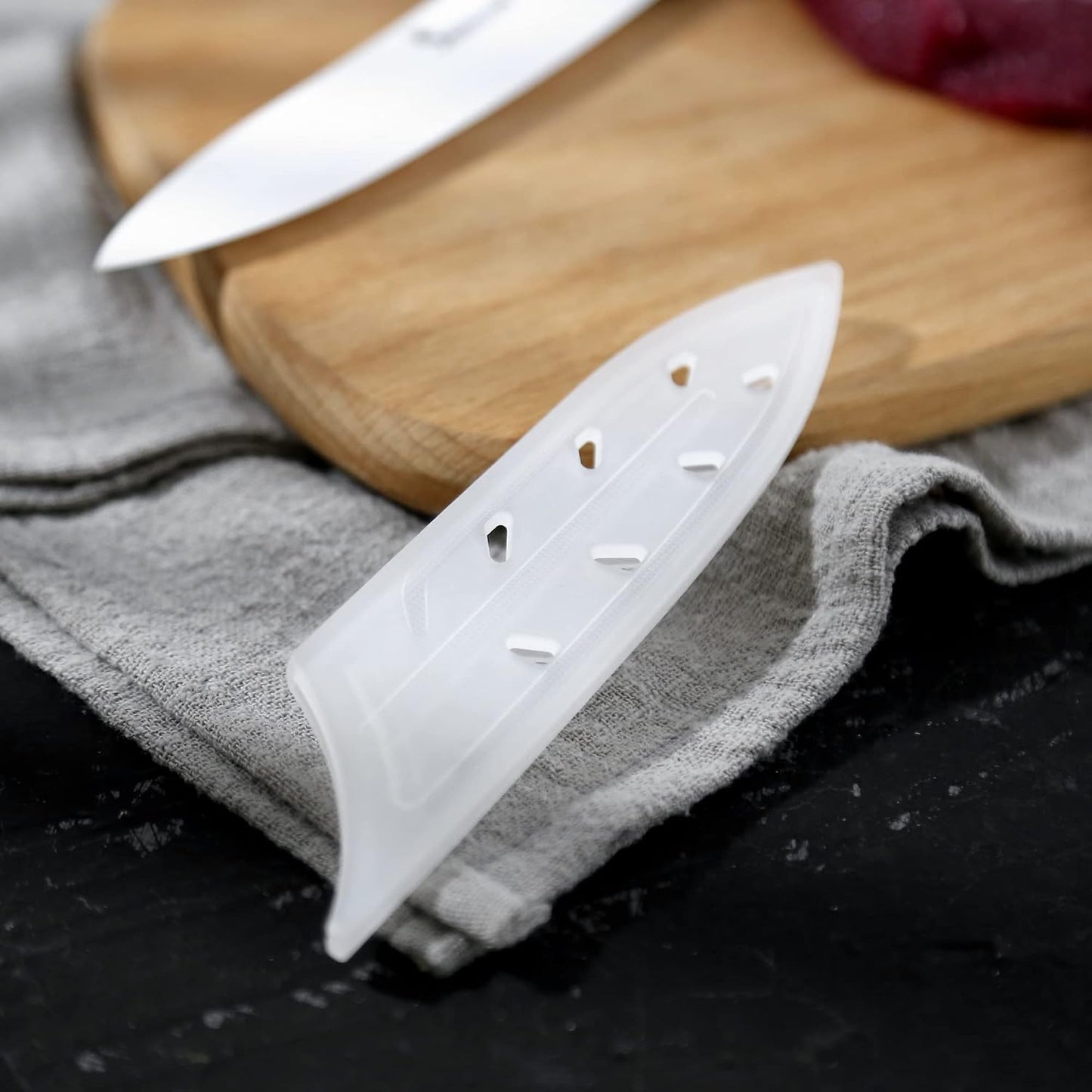 2pcs/set Safety Knife Covers Sleeves Knives Edge Guard, Universal Knife Sheath, Paring, Fruit Ceramic Knife Case Blade Guards Protector White Kitchen Knife Cover Sleeve