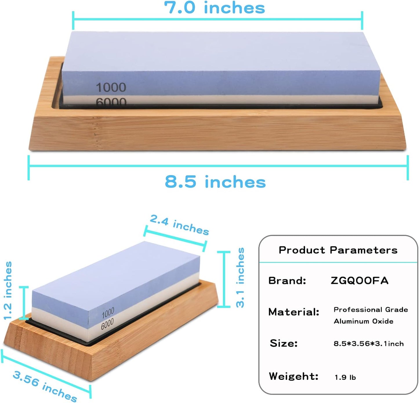 Whetstone Knife Sharpening Stone Kit: Double Straight Chef Sharpener Set - 200/800 1000/6000 Coarse Fine Grit kitchen Professional 2 Sided Honing Wet Stones Slip-Resistant Bamboo Base and Angle Guide
