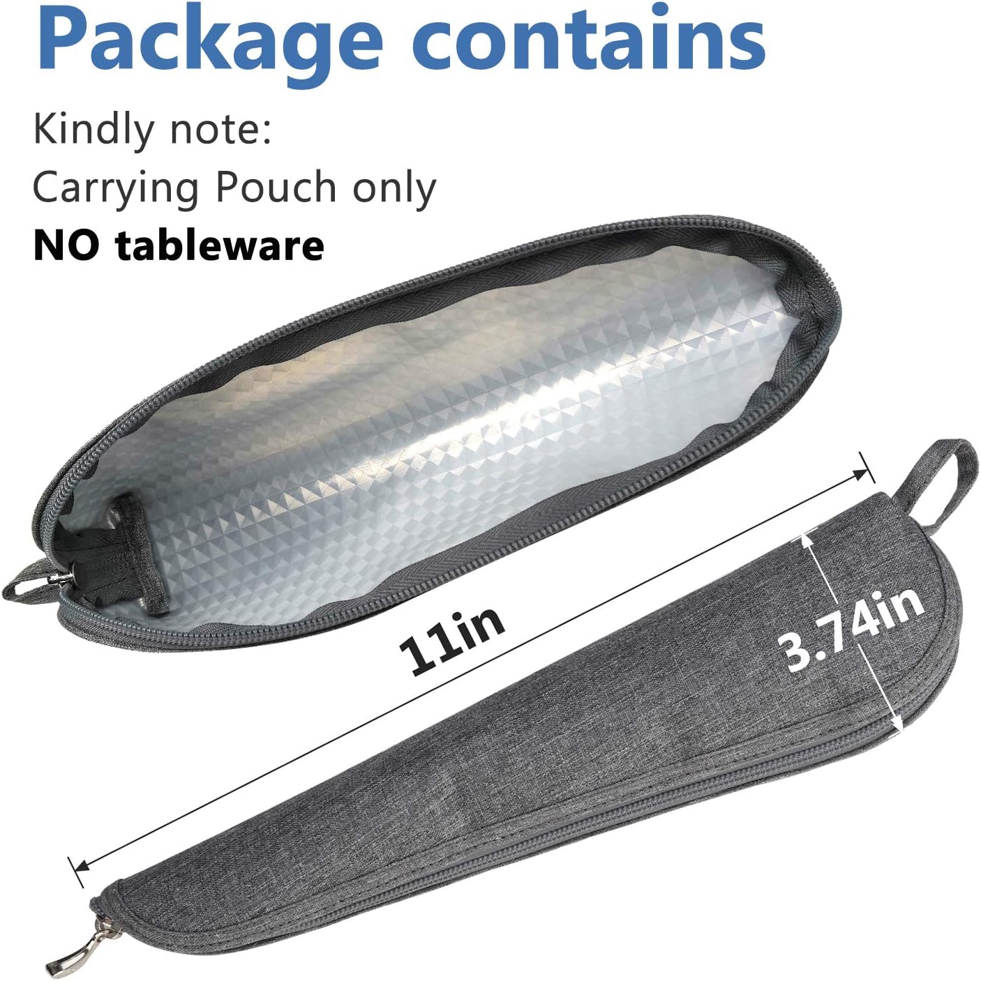 Travel Utensil Sets Carrying Case Portable Cutlery Set Pouch Reusable Silverware Set Bag Stainless Steel Straws Pouch Chopsticks Knife Fork and Spoon Holder for Work Bento Box Lunch Bag, Grey