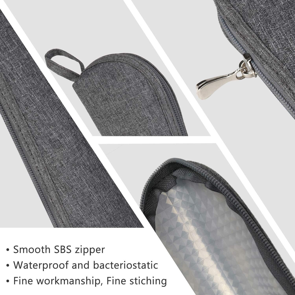 Travel Utensil Sets Carrying Case Portable Cutlery Set Pouch Reusable Silverware Set Bag Stainless Steel Straws Pouch Chopsticks Knife Fork and Spoon Holder for Work Bento Box Lunch Bag, Grey