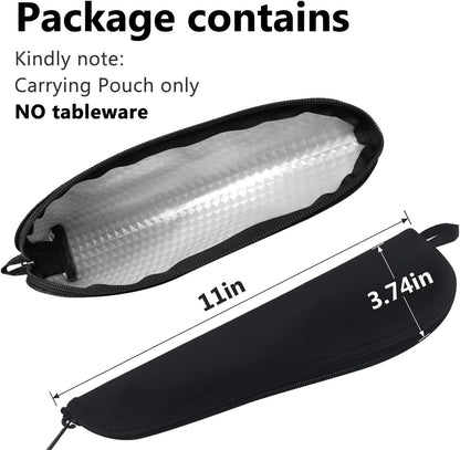 Travel Utensil Sets Carrying Case Portable Cutlery Set Pouch Reusable Silverware Set Bag Stainless Steel Straws Pouch Chopsticks Knife Fork and Spoon Holder for Work Bento Box Lunch Bag, Grey