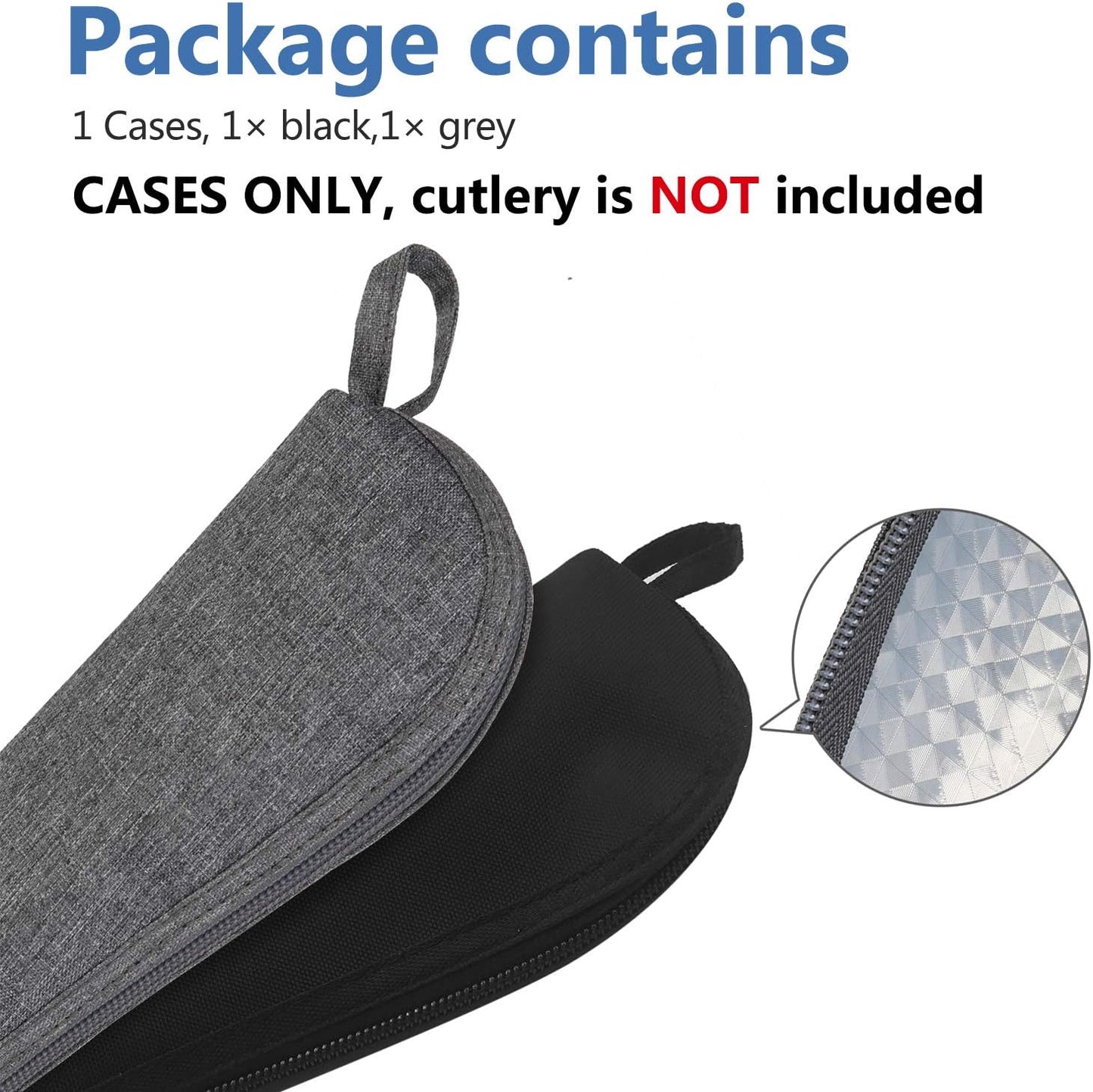 Travel Utensil Sets Carrying Case Portable Cutlery Set Pouch Reusable Silverware Set Bag Stainless Steel Straws Pouch Chopsticks Knife Fork and Spoon Holder for Work Bento Box Lunch Bag, Grey