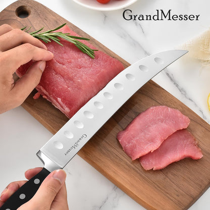 Butcher Knife, 10″ Cimeter Breaking Knife for Meat Cutting, Forged High Carbon Steel, Triple Riveted Ergonomic Handle Design.