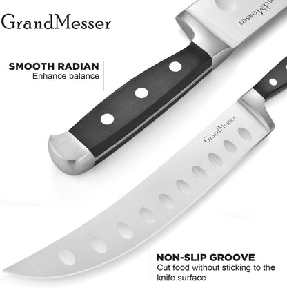 Butcher Knife, 10″ Cimeter Breaking Knife for Meat Cutting, Forged High Carbon Steel, Triple Riveted Ergonomic Handle Design.