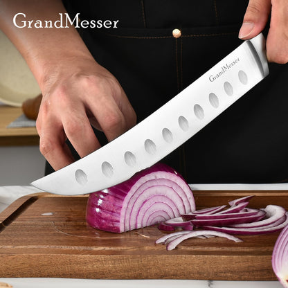Butcher Knife, 10″ Cimeter Breaking Knife for Meat Cutting, Forged High Carbon Steel, Triple Riveted Ergonomic Handle Design.