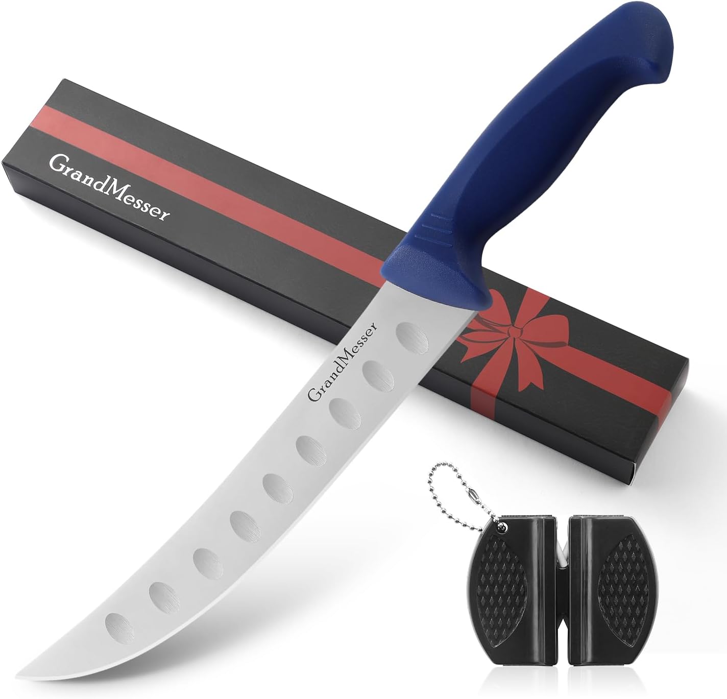 Butcher Knife, 10″ Cimeter Breaking Knife for Meat Cutting, Forged High Carbon Steel, Triple Riveted Ergonomic Handle Design.