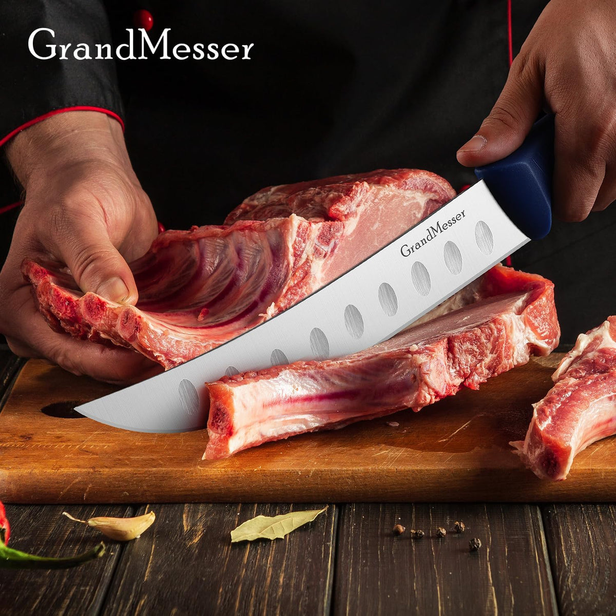 Butcher Knife, 10″ Cimeter Breaking Knife for Meat Cutting, Forged High Carbon Steel, Triple Riveted Ergonomic Handle Design.