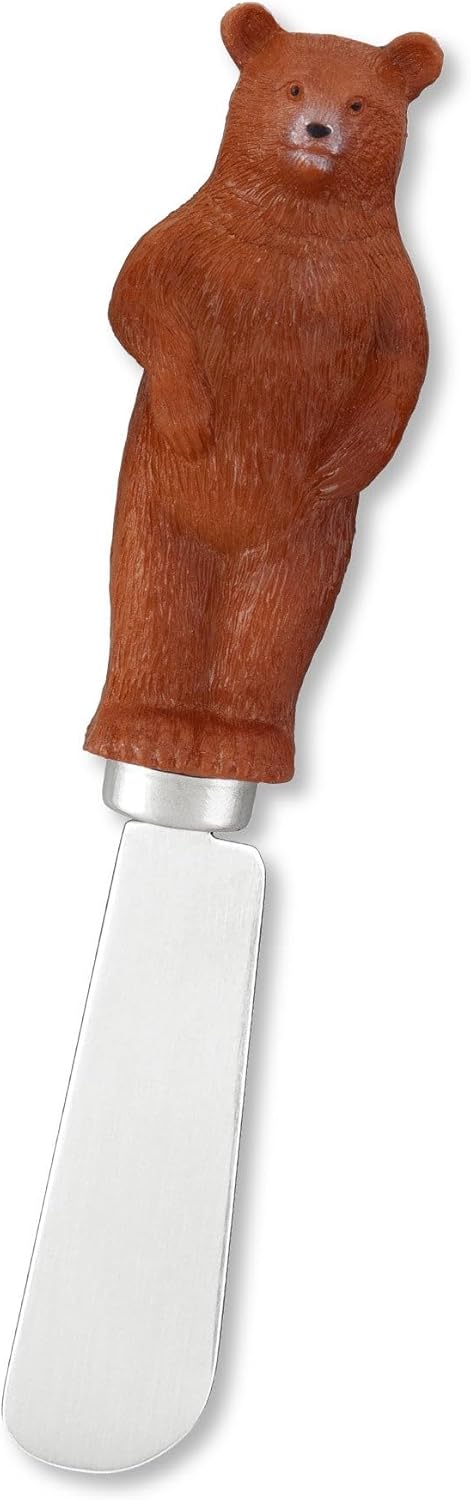 Bear Cheese Spreaders, Hand-Painted Resin Handles with Stainless Steel Blades for Spreading Cream Cheese, Butter, Jam, or Sandwich, Assorted Colors, Set of 4