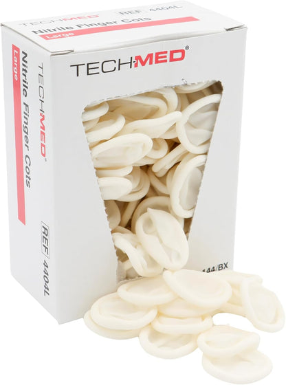 TEC 4404L Tech-Med Nitrile Finger Cot, Large, 0.08 mm Thickness (Pack of 144)