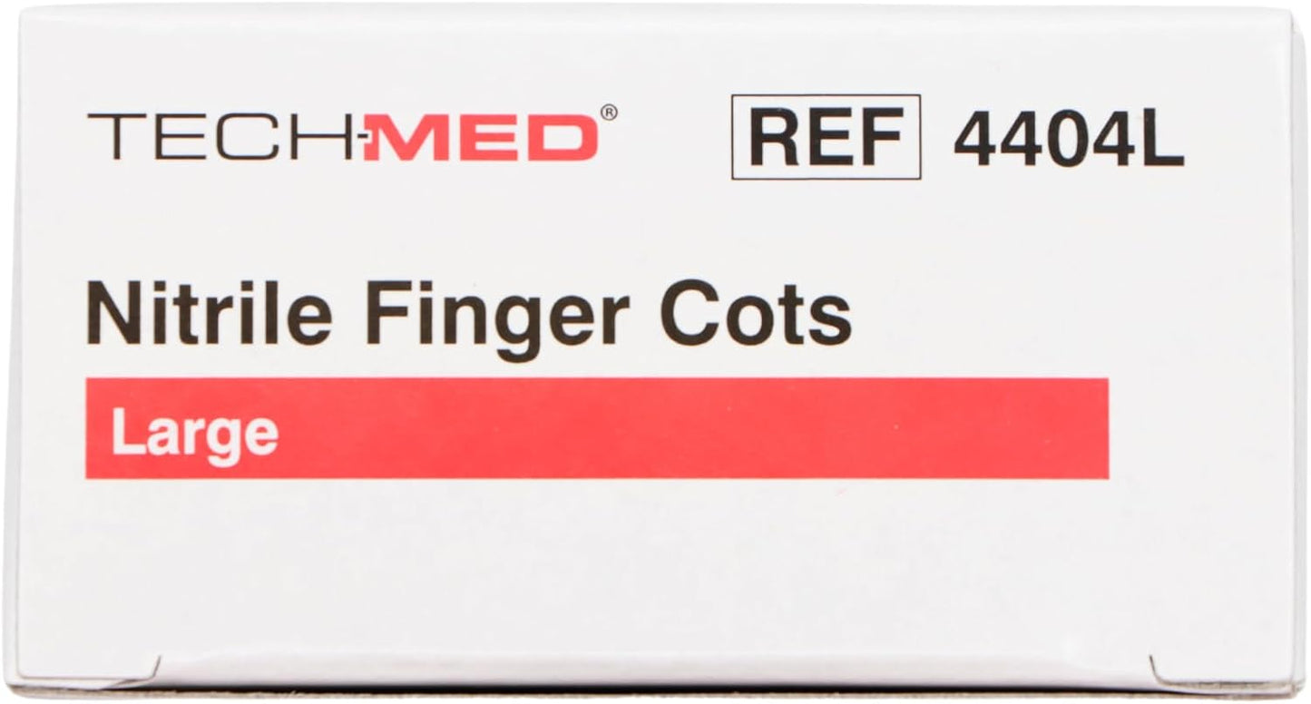 TEC 4404L Tech-Med Nitrile Finger Cot, Large, 0.08 mm Thickness (Pack of 144)