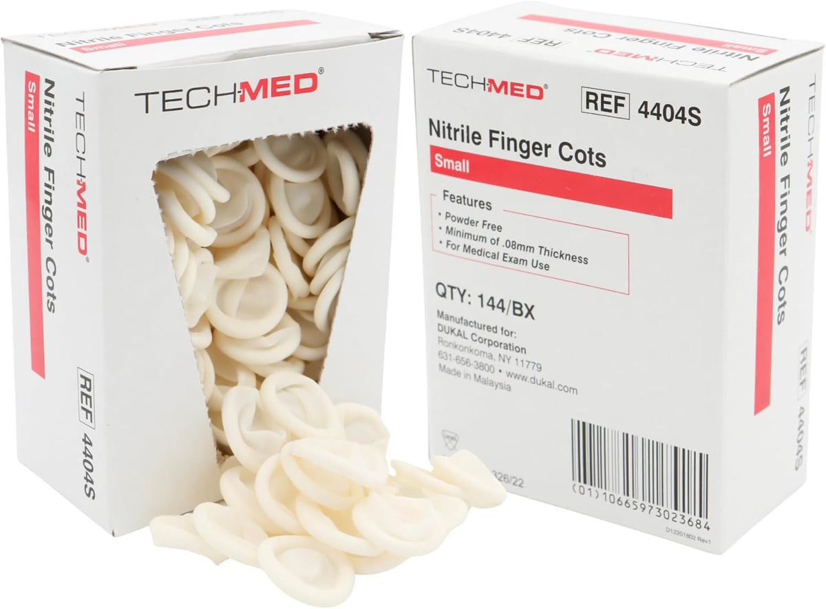 TEC 4404L Tech-Med Nitrile Finger Cot, Large, 0.08 mm Thickness (Pack of 144)