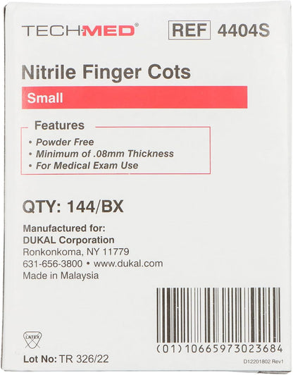 TEC 4404L Tech-Med Nitrile Finger Cot, Large, 0.08 mm Thickness (Pack of 144)