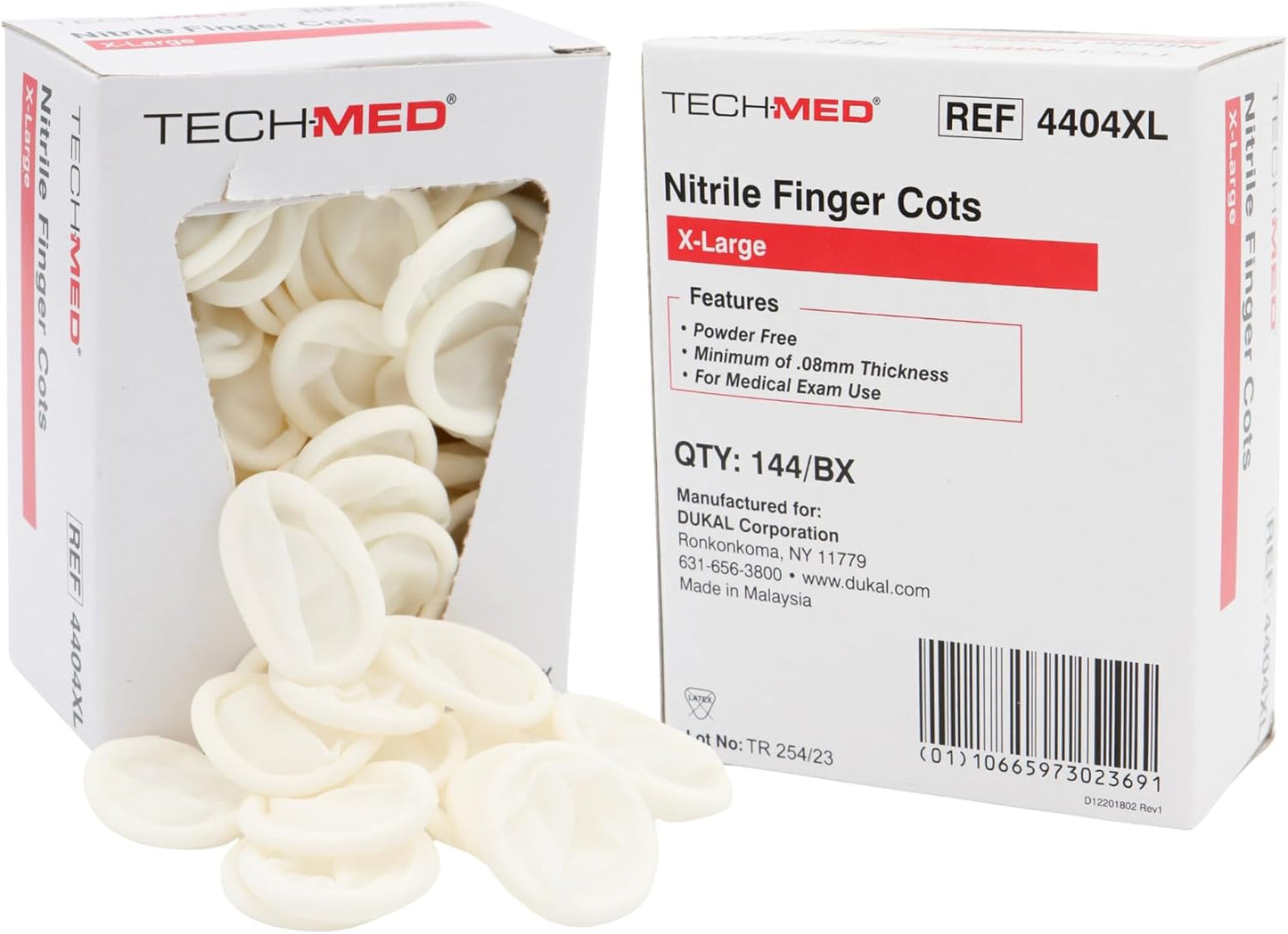 TEC 4404L Tech-Med Nitrile Finger Cot, Large, 0.08 mm Thickness (Pack of 144)