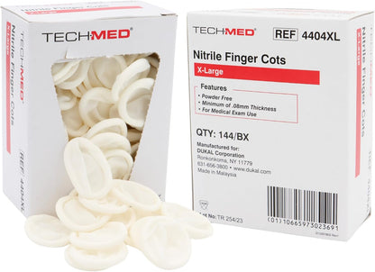 TEC 4404L Tech-Med Nitrile Finger Cot, Large, 0.08 mm Thickness (Pack of 144)
