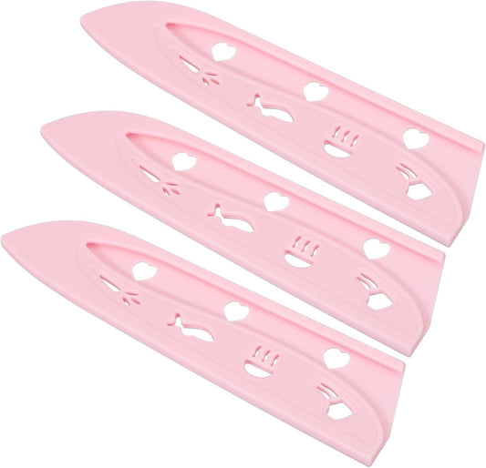 3Pcs Plastic Safety Knife Cover Sleeves for 7" Chef Knife, Chopping Knife Guard Blade Protector Universal Knife Sheath for Kitchen Bar, Pink