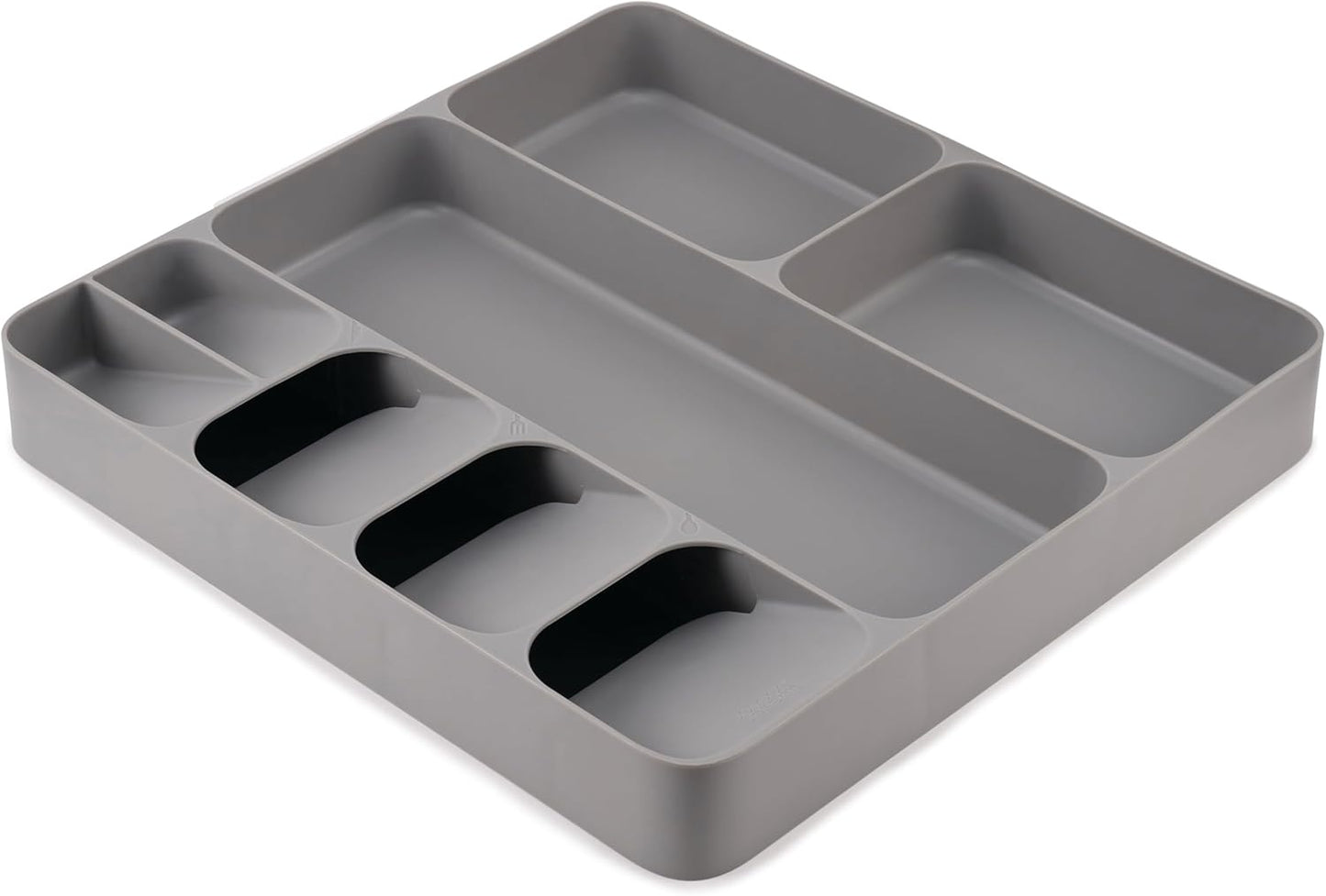 DrawerStore Compact Utensil Organizer For Kitchen Drawer Silverware, Flatware Tray, Grey