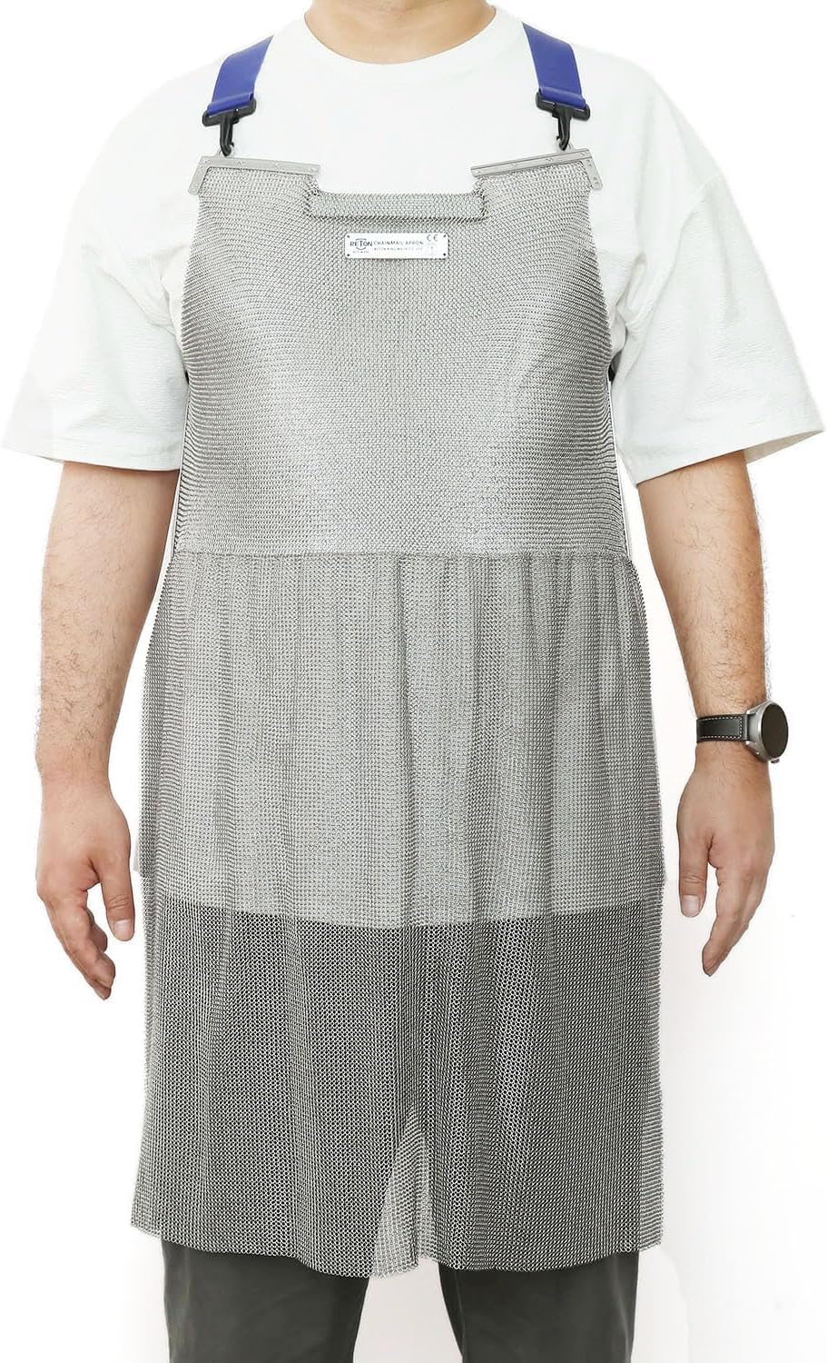 Chainmail Apron for Butcher,Heavy Duty Butcher Apron,Food Grade Cut Resistant Protective Work Aprons,Anti-cutting Meat Cut Proof,316L Stainless Steel Metal Mesh with Adjustable Strap(L)