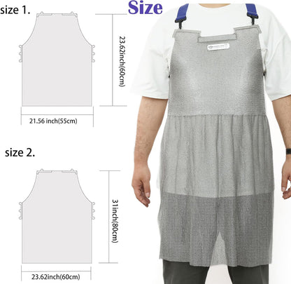 Chainmail Apron for Butcher,Heavy Duty Butcher Apron,Food Grade Cut Resistant Protective Work Aprons,Anti-cutting Meat Cut Proof,316L Stainless Steel Metal Mesh with Adjustable Strap(L)