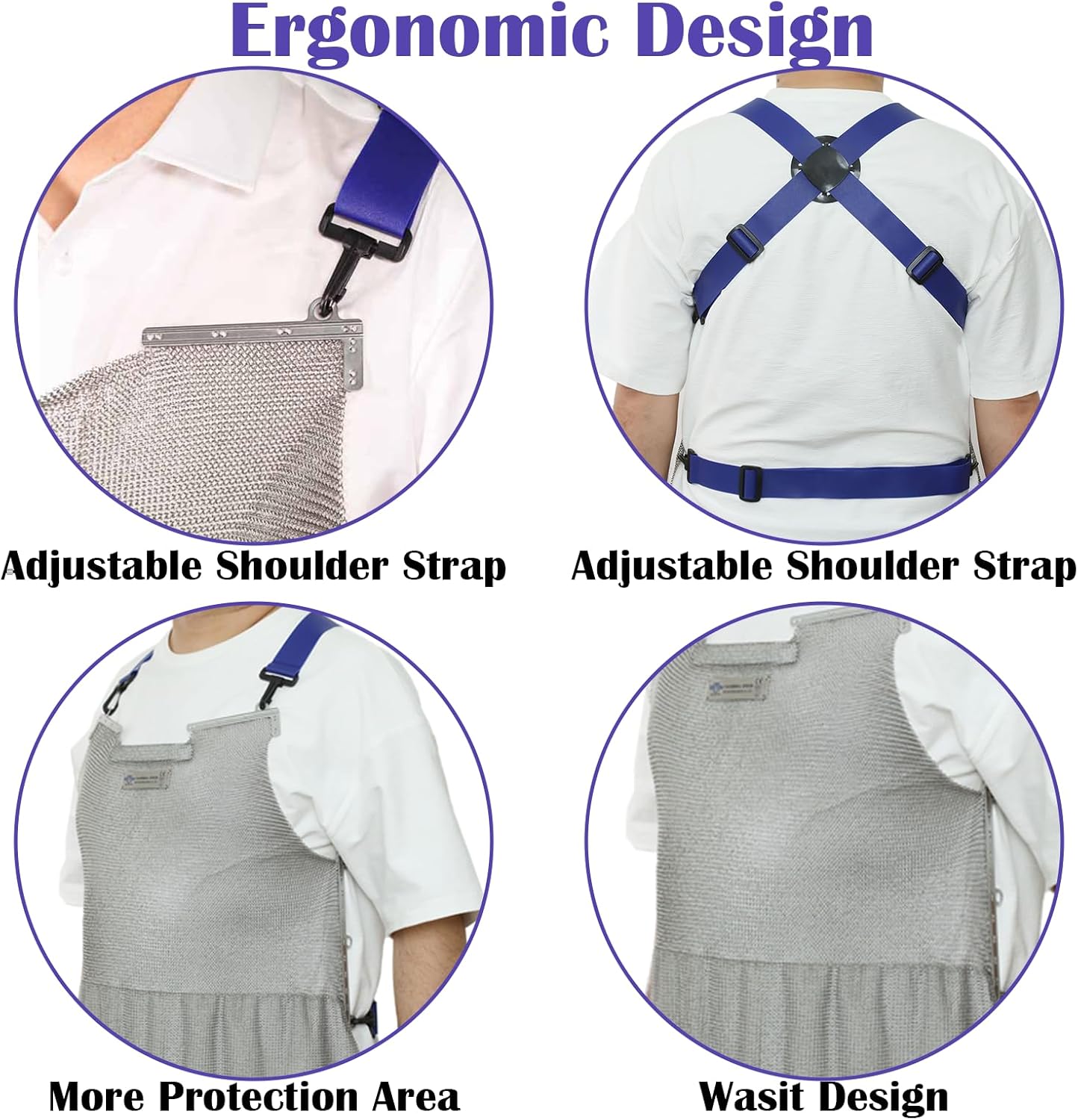 Chainmail Apron for Butcher,Heavy Duty Butcher Apron,Food Grade Cut Resistant Protective Work Aprons,Anti-cutting Meat Cut Proof,316L Stainless Steel Metal Mesh with Adjustable Strap(L)