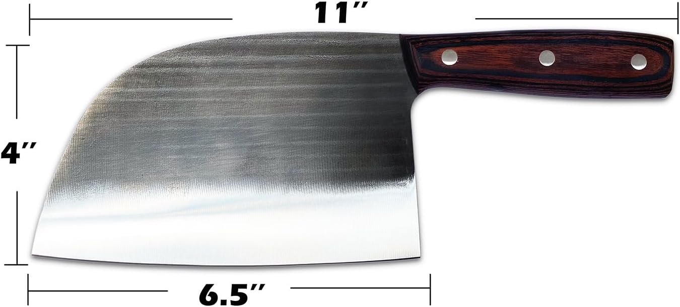 Handmade Forged Serbian Chef Knife - Full Tang Kitchen Butcher With Stone Grinder